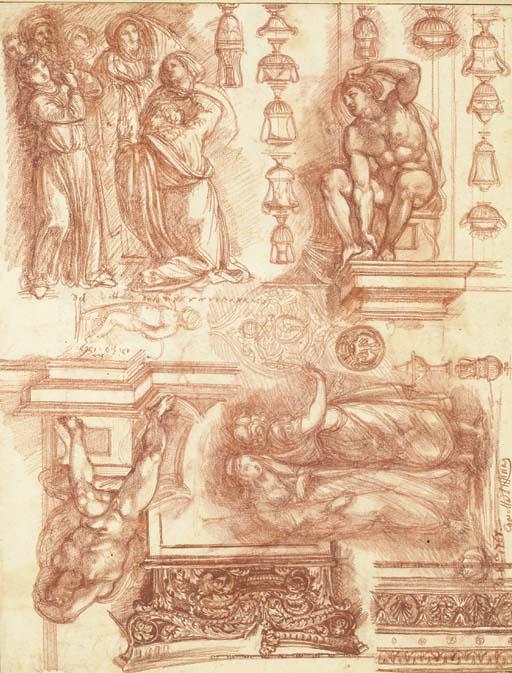 Robert Ango - Studies After Michelangelo And Other Artists, With Sketches of Capitals, Friezes And Vases