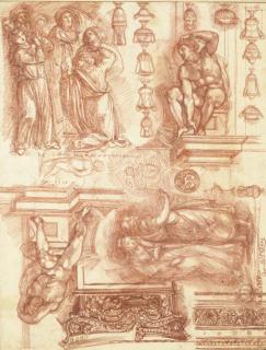 Robert Ango - Studies After Michelangelo And Other Artists, With Sketches of Capitals, Friezes And Vases