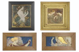 Robert Anning Bell, R.A. - Four Reliefs: A Mermaid; The Fortune Teller; And The Ball Of Wool (Two Linked Designs)