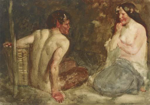 Robert Anning Bell, R.A. - Satyr and Nymph