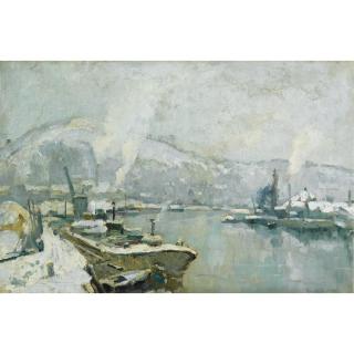 Robert-Antoine Pinchon - La Seine Et La Côte Sainte Catherine À Rouen En Hiver