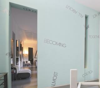 Robert Barry - Bright Green Wallpiece With Silver Words