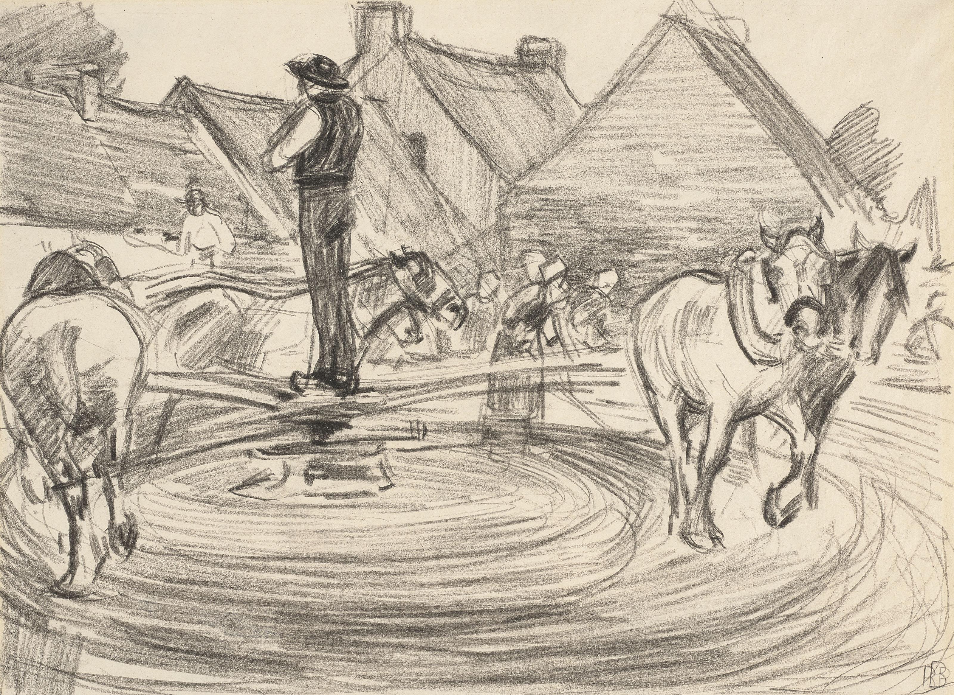 Robert Bevan - Battage du blé