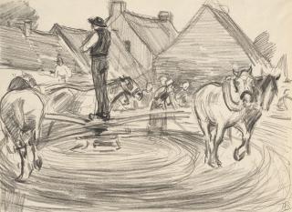 Robert Bevan - Battage du blé