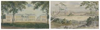 Robert Blemmell Schnebbelie - Two watercolours: Deptford from the Greenwich Road and The Duke of York\'s Headquarters, King\'s Road, Chelsea