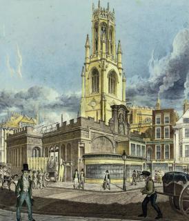 Robert Bremmel Schnebbelie - Figures before St. Dunstan\'s-in-the-West, Fleet Street, London