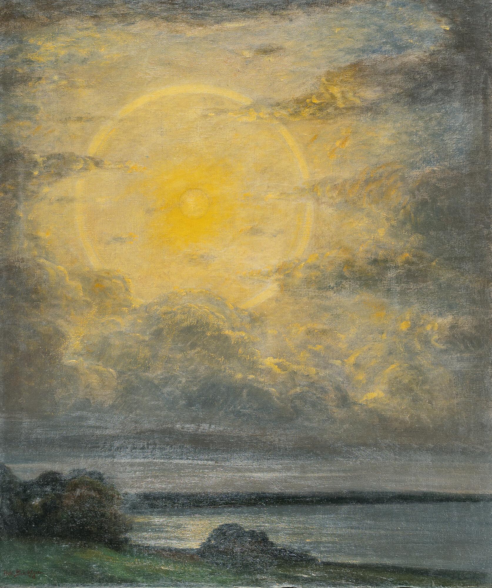 Robert Büchtger - „Abend“ (Sonnenuntergang über einem See)