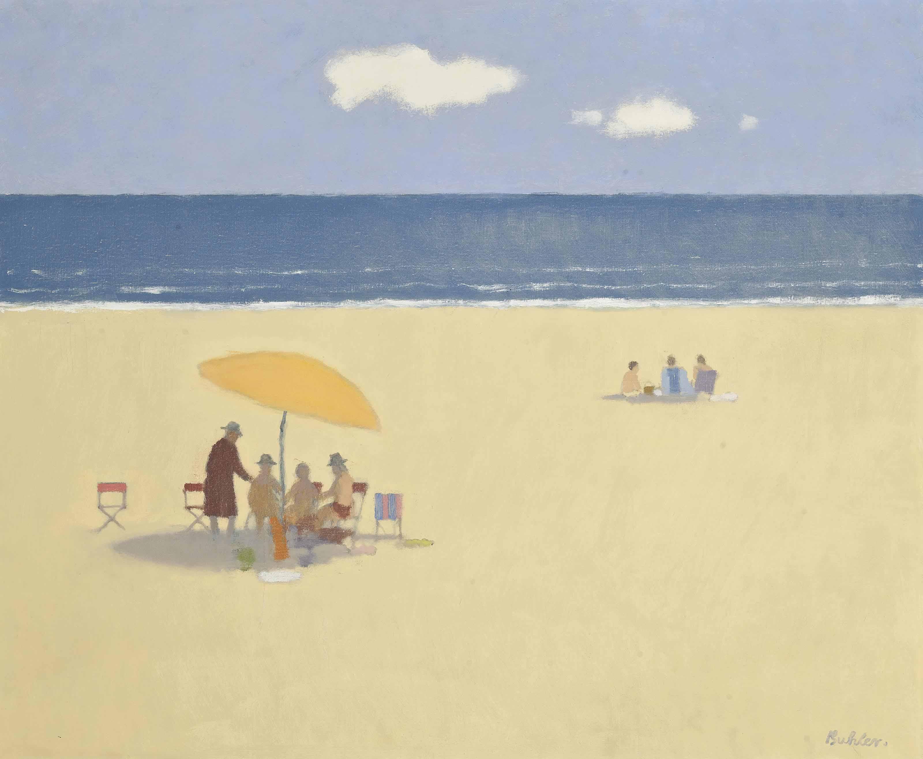 Robert Buhler, R.A. - Figures on a beach, Les Sables D\'Or near St Malo