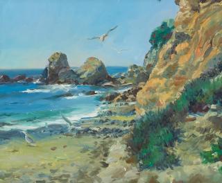 Robert Caples - Coastal Scene 16 x 19 1/2 in. framed 22 x 26 in.