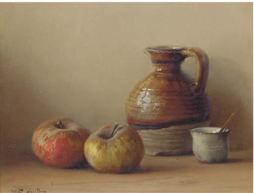 Robert Chailloux - Still life of apples, and a jug and pot