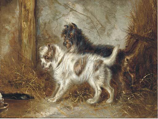 Robert Cleminson - Mischevious Terriers In A Barn