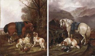 Robert Cleminson - Resting after the Hunt; Waiting for Master