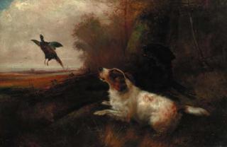 Robert Cleminson - Setters on a moor; and Spaniels putting up pheasant