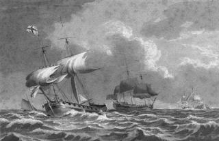 Robert Cleveley - An armed schooner and frigates in the Channel
