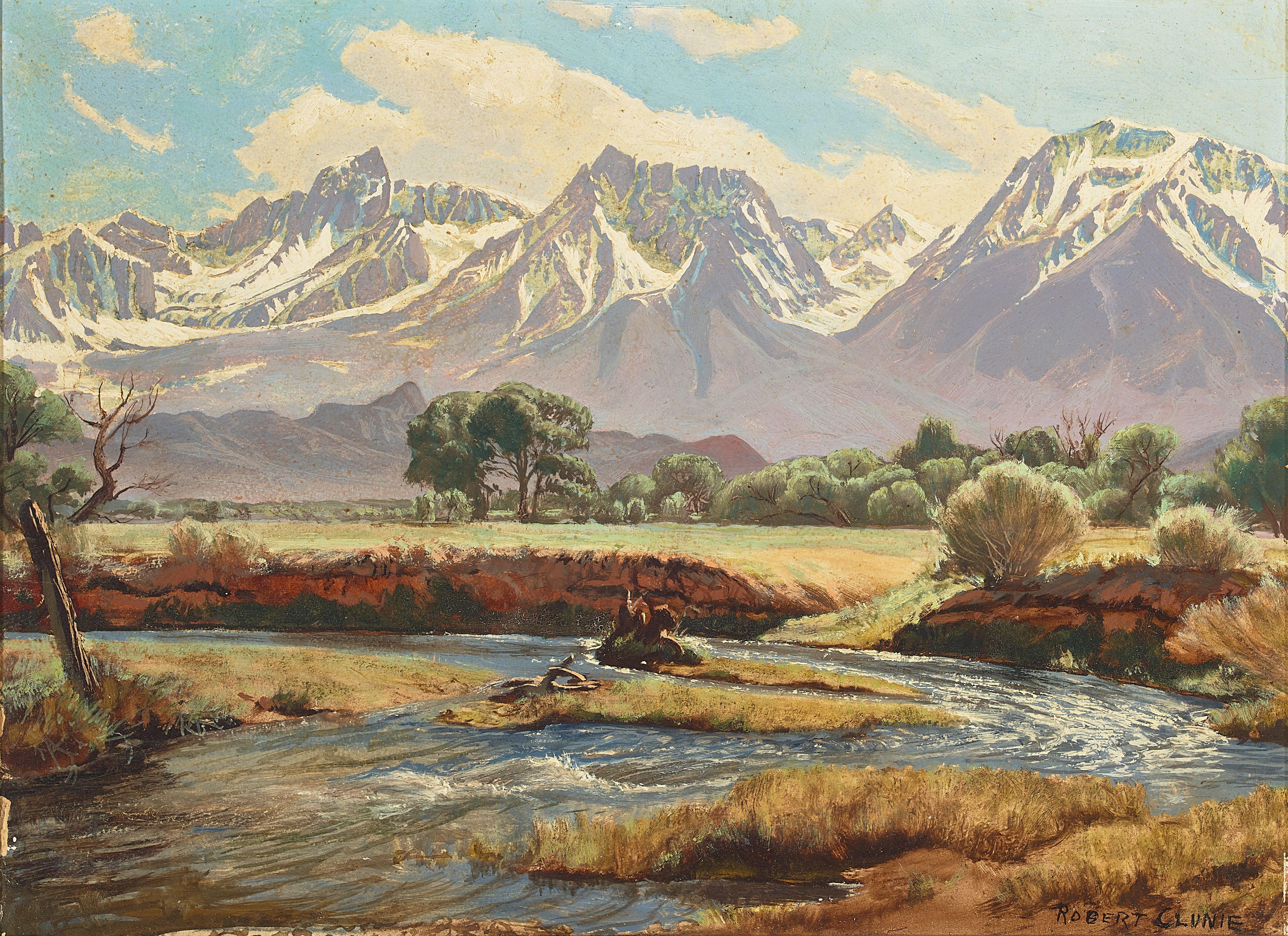 Robert Clunie - Bend in the River (Bishop Creek) 12 x 15 3/4 in. framed 16 x 19 3/4 in.