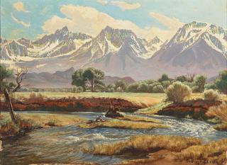 Robert Clunie - Bend in the River (Bishop Creek) 12 x 15 3/4 in. framed 16 x 19 3/4 in.