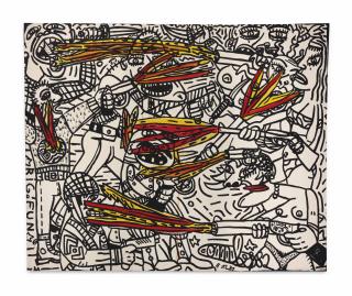 Robert Combas - Coups De Feu Jaunes Et Rouges