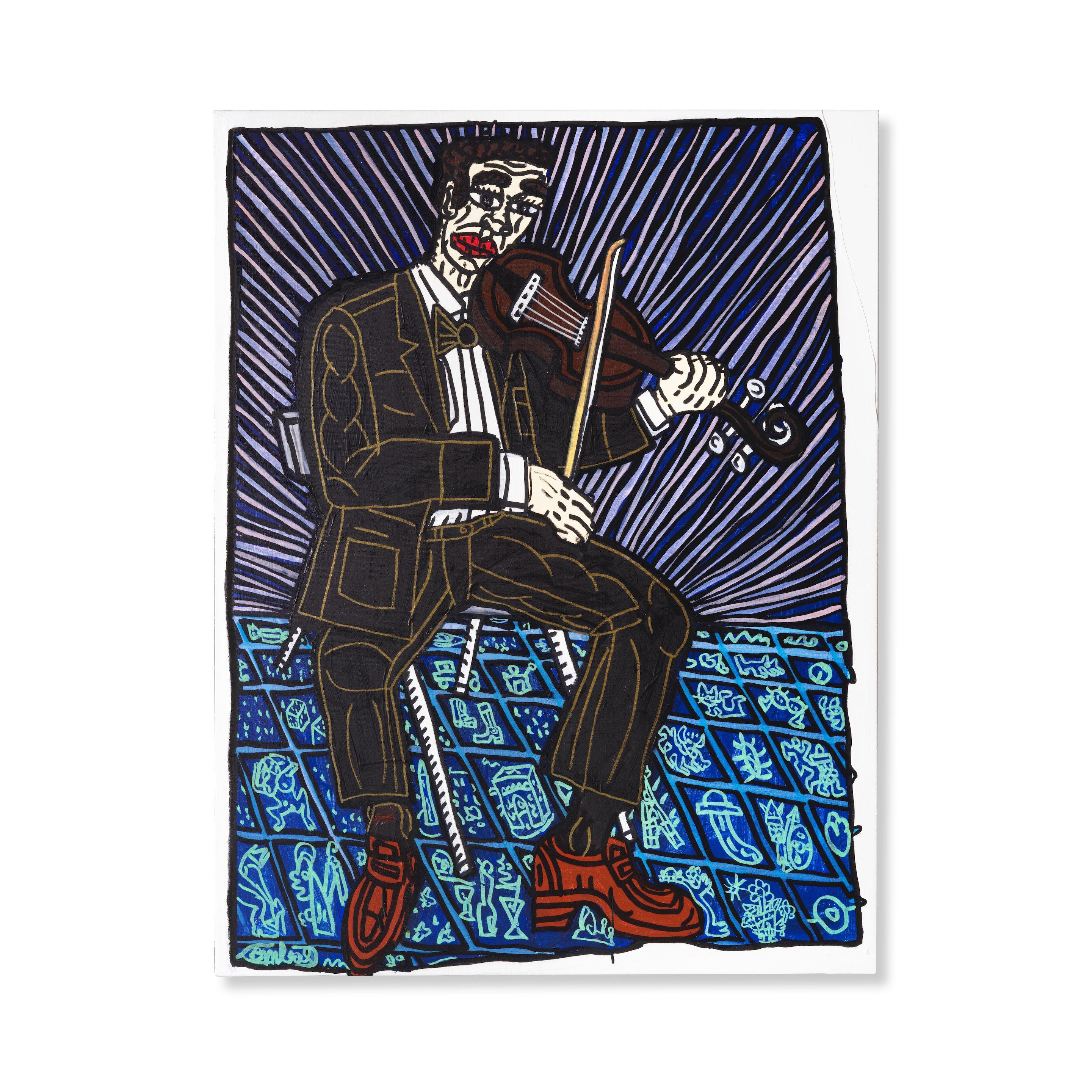 Robert Combas - Le violoniste assis. Sa musique fait penser à plein de choses, plein de ressentis qui nous font nous sentir vivants.