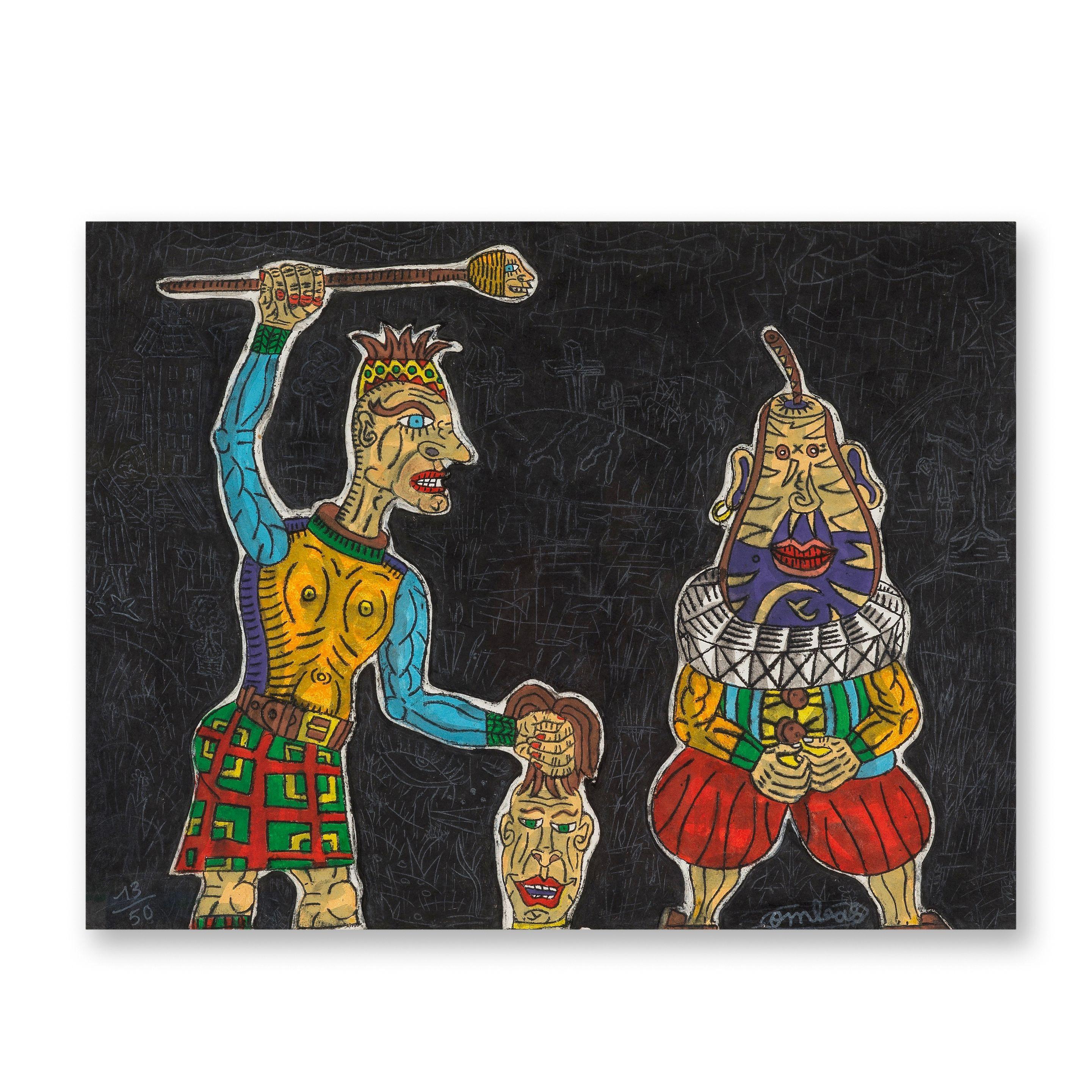 Robert Combas - Tête de poire et artiste givré, circa 1985