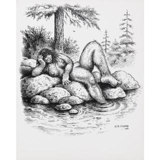 Robert Crumb - Untitled (Yeti Reclining On Rocks)