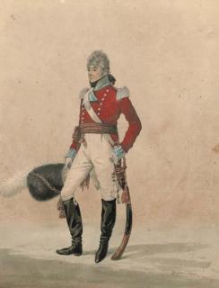 Robert Dighton - Portrait of Capt John Elliot, standing, full-length, with his sword at his side