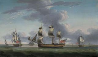 Robert Dodd - A merchantman in three postions of the East Anglican town of Harwich