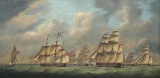 Robert Dodd - An English Frigate Escorting A Large International Merchant Convoy