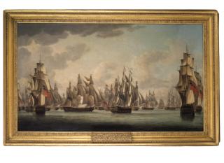 Robert Dodd - Commodore Dance\'s celebrated action against a French squadron in the Straits of Malacca on 15th February 1804