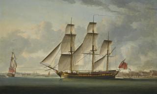 Robert Dodd - The East Indiaman Delaford, In Two Positions, Passing Deptford, The Royal Hospital At Greenwich Beyond