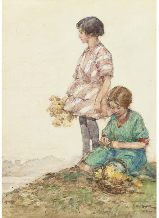 Robert Eadie, R.S.W. - Gathering Flowers