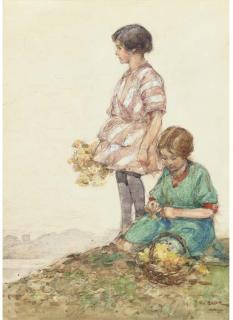 Robert Eadie, R.S.W. - Gathering Flowers
