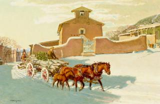 Robert Elmer Lougheed - Mission at Cordova 19 1/2 x 29 1/2 in. framed 29 x 38 in.