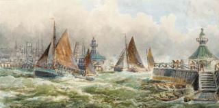 Robert Ernest Roe - Running into port on a blustery day