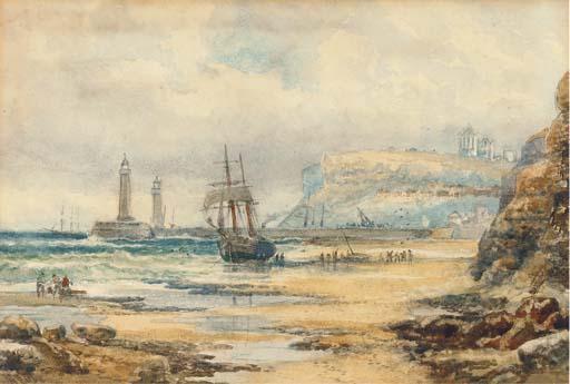 Robert Ernest Roe - Unloading A Beached Brig, Whitby (Illustrated); And Figures On The Rocks Before Scarborough