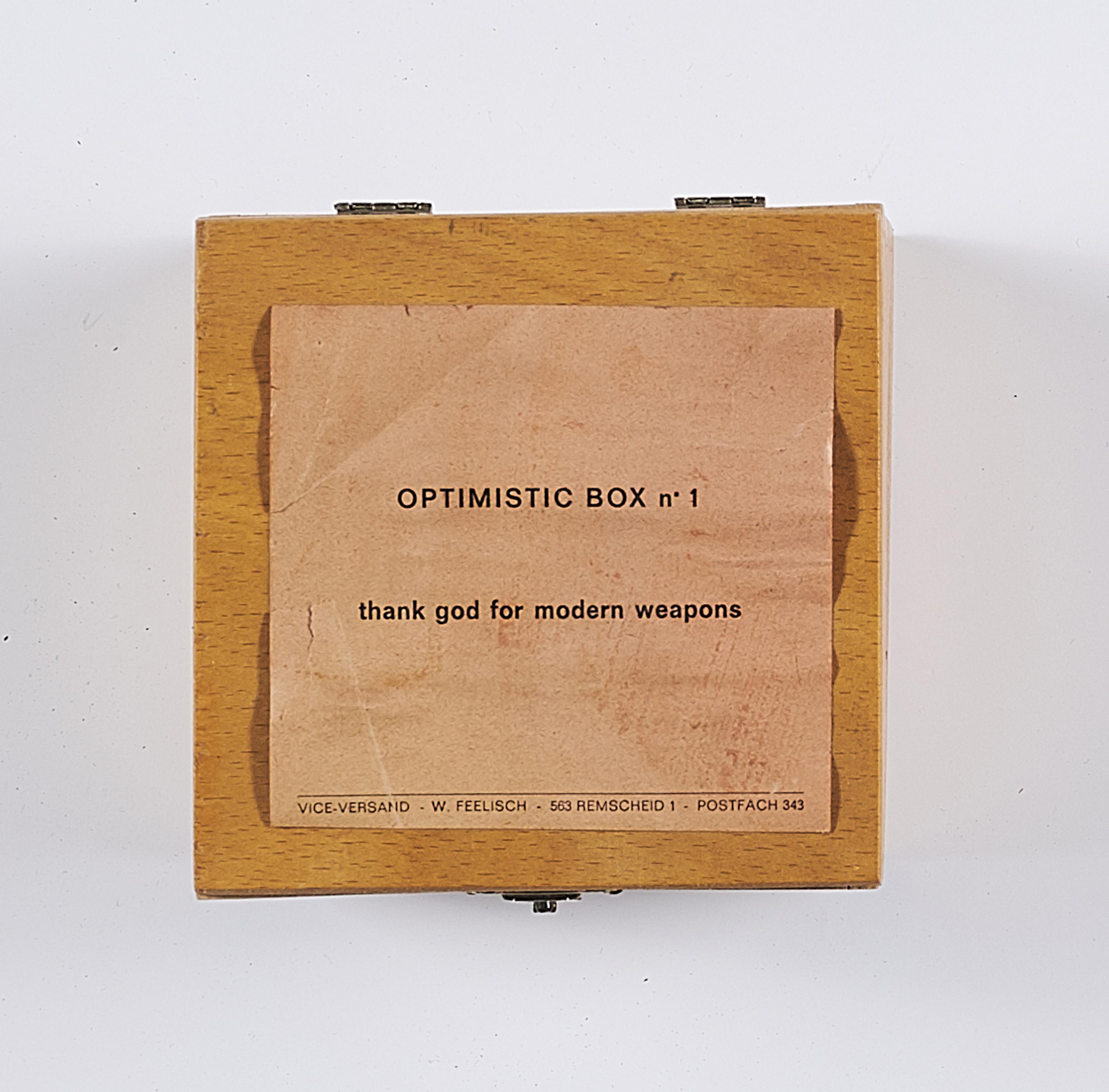 Robert Filliou - Optimistic Box No.1 Thank god for modern weapons..
