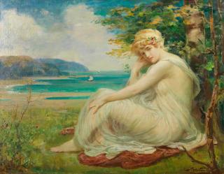 Robert Fowler - A Classical Maiden Resting By The Shore