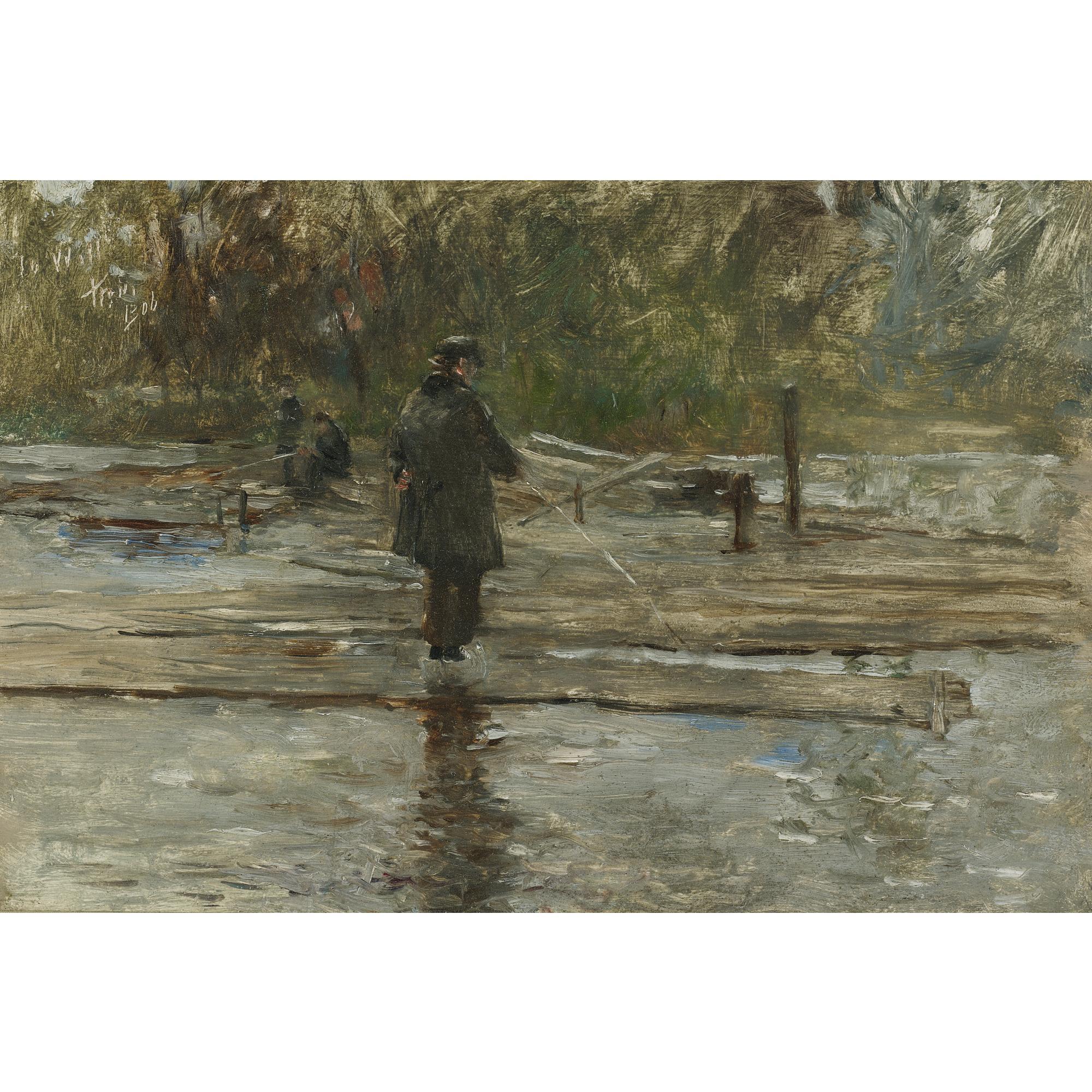 Robert Frederick Blum - Fisherman And River\'S Edge, Holland