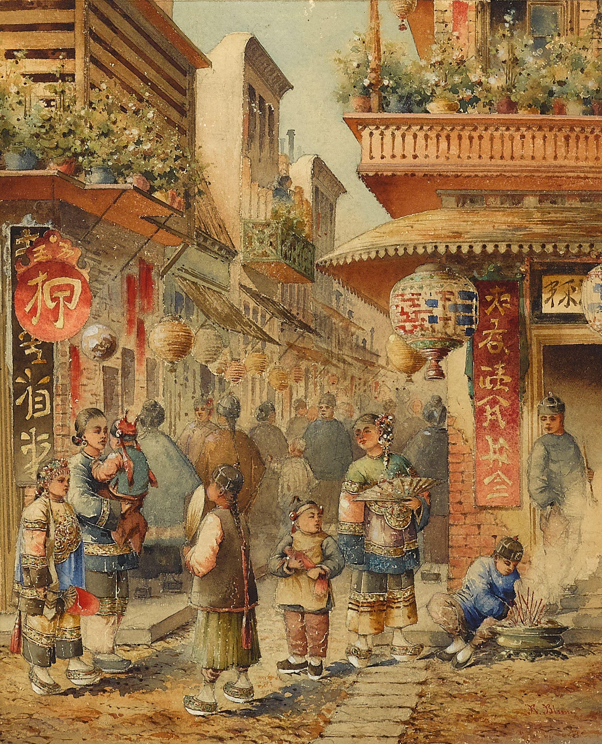 Robert Frederick Blum - Street in Chinatown, San Francisco, New Years