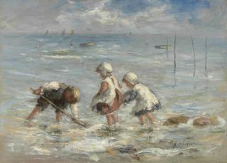 Robert Gemmell Hutchison, R.S.A., R.S.W. - Children at the water\'s edge