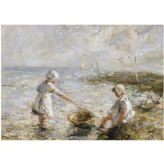 Robert Gemmell Hutchison R.S.A., R.S.W. - Paddling In The Shallows