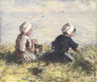 Robert Gemmell Hutchison, R.S.A., R.S.W. - Two girls in the dunes