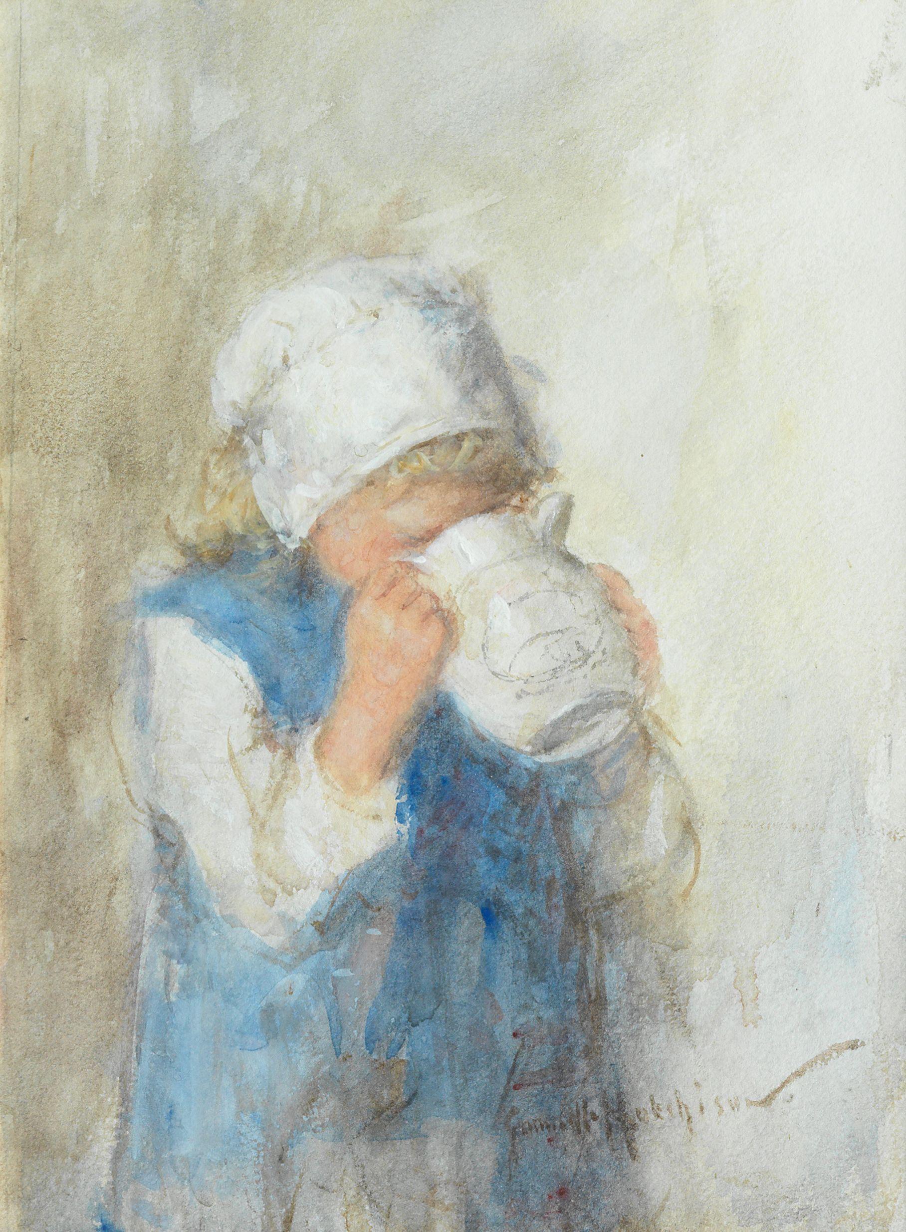 Robert Gemmell Hutchison RSA RBA ROI RSW - A Drink of Milk