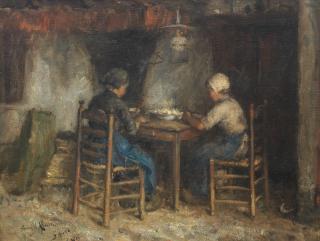 Robert Gemmell Hutchison RSA RBA ROI RSW - Preparing the midday meal
