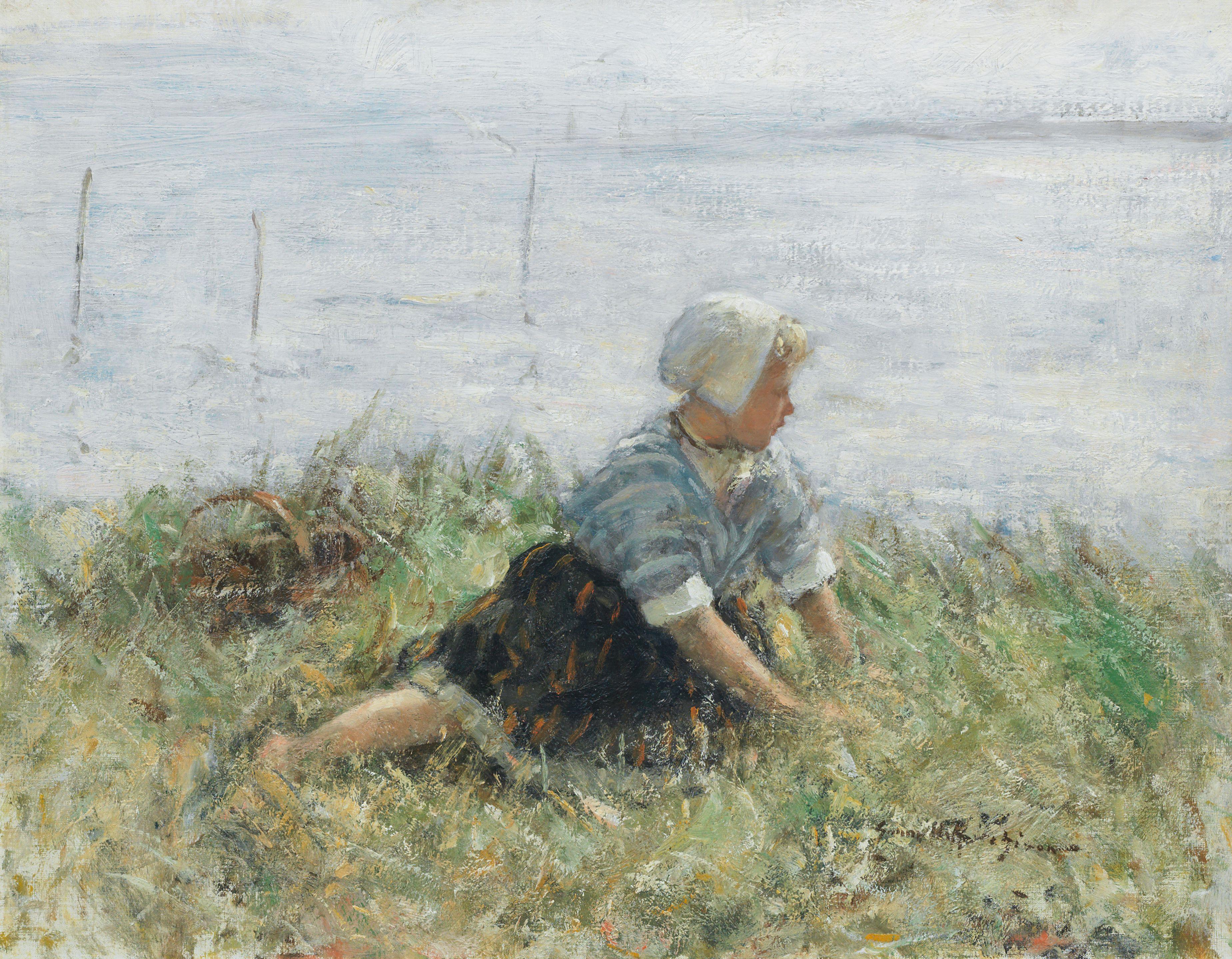 Robert Gemmell Hutchison RSA RBA ROI RSW - \'When the sea comes up to the Bents\'