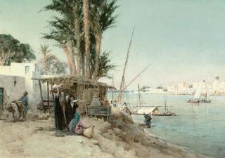 Robert George Talbot Kelly, R.I. - Traders on the banks of the Nile