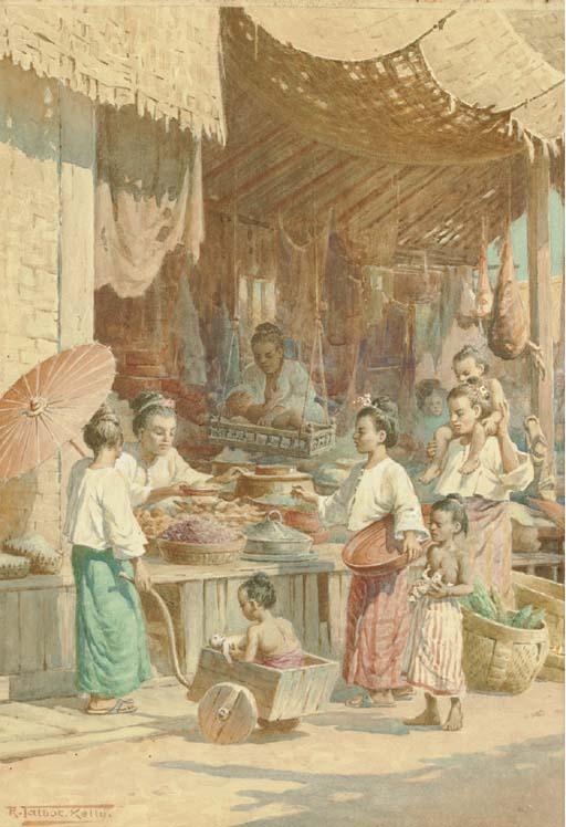 Robert George Talbot Kelly - A Burmese Bazaar
