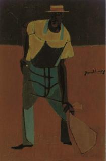 Robert Gwathmey - A Worker Holding an Orange Sack