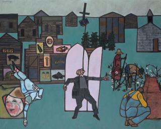 Robert Gwathmey - Cross Roads Store and Tobacco Barn