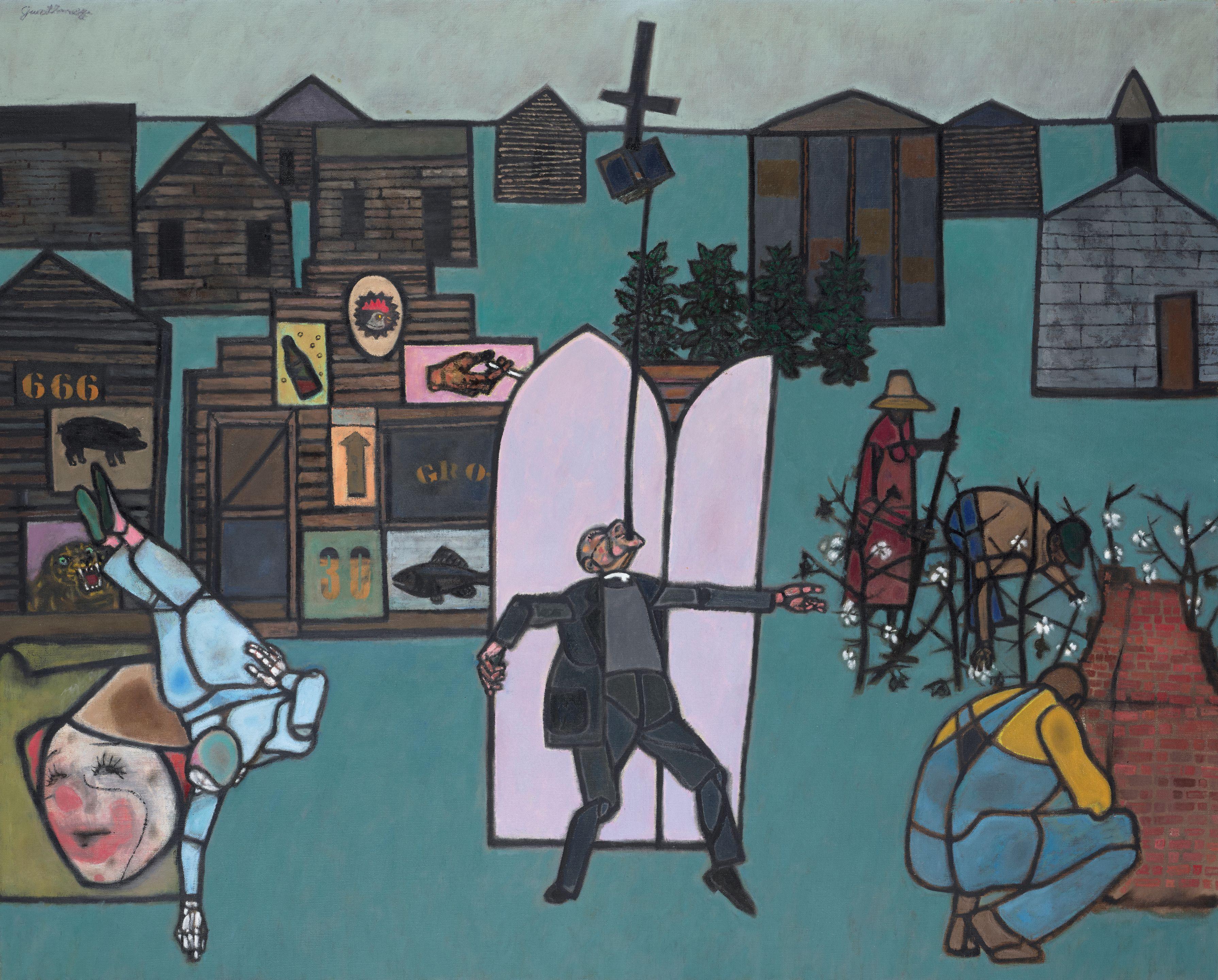 Robert Gwathmey - Cross Roads Store and Tobacco Barn