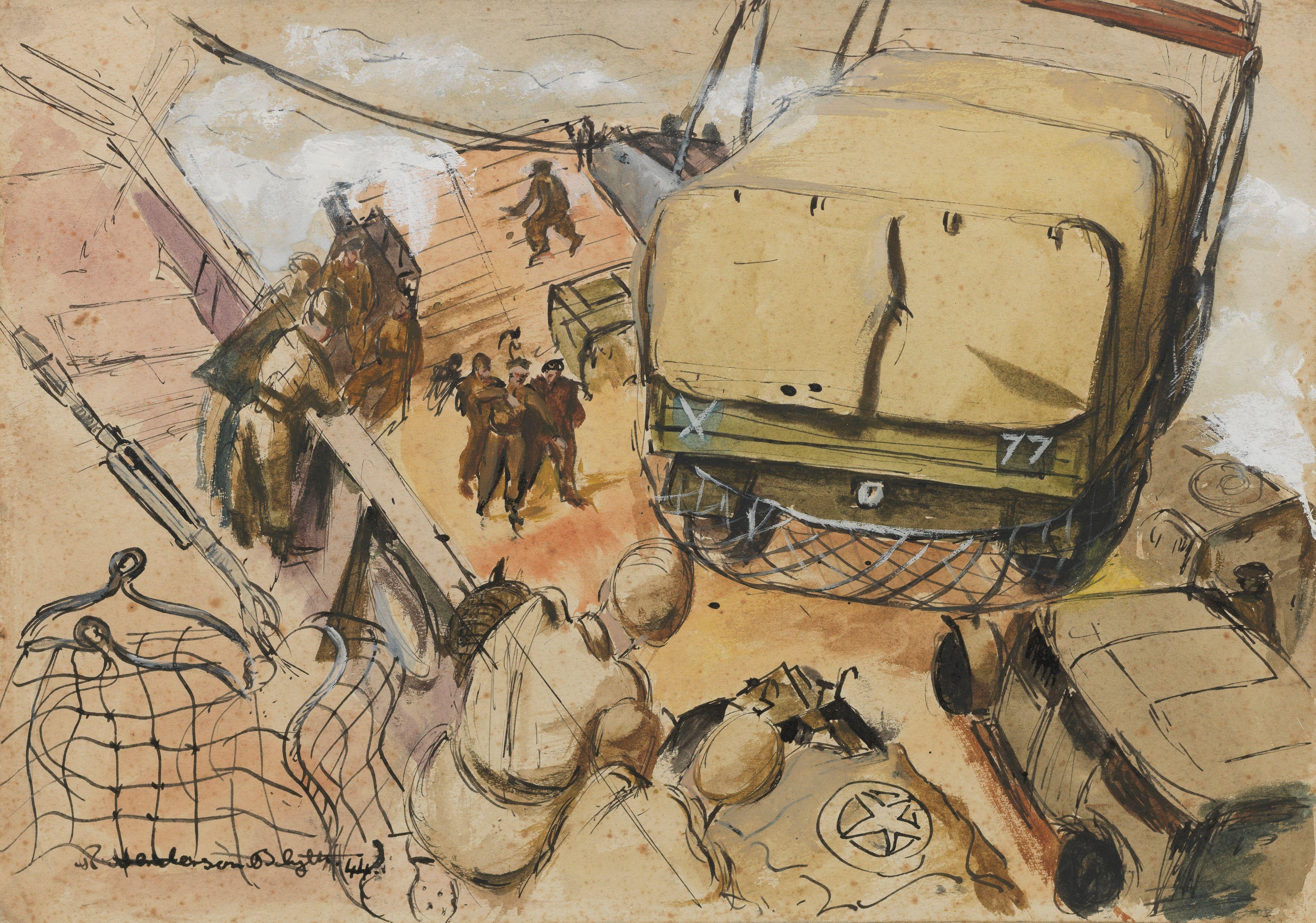 Robert Henderson Blyth, RSA RSW - War Drawing